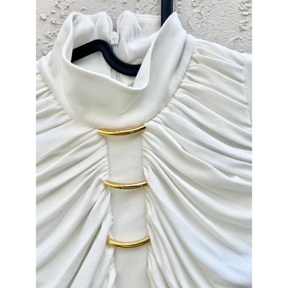 Fernando Claro Circinus Long Sleeve Straight Maxi Dress Circinus White Small - Picture 5 of 8